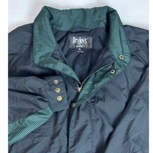 DryJoys FootJoy Mens XL Black Green Houndstooth Golf Windbreaker Jacket